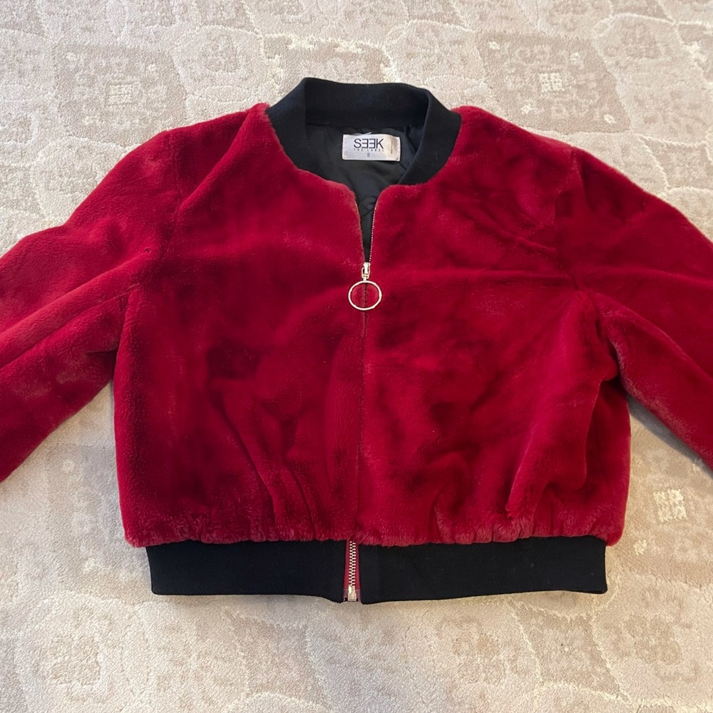 Red Soft Cropped Bomber